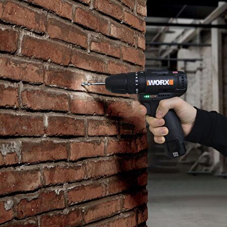 WORX WX121 12Volt/2.0Ah Li-ion Çift Akülü Kömürsüz Profesyonel Şarjlı Darbeli Matkap + 5 Parça Aksesuar