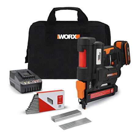 WORX WX844 20Volt/2.0Ah Li-ion 16-40mm Profesyonel Şarjlı Zımba Makinesi + 2700 Adet Yedek Zımba 