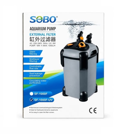 Sobo SF-1000F-UV Dahili 9W UV Lambalı Akvaryum Dış Filtre 10W 1000 L/H