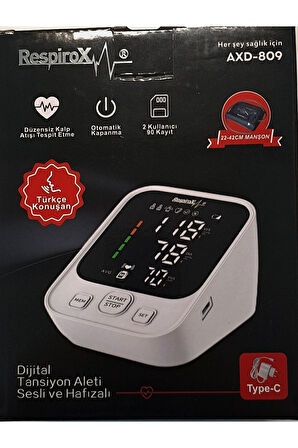 Respirox AXD-809 Türkçe Konuşan Dijital Tansiyon Aleti