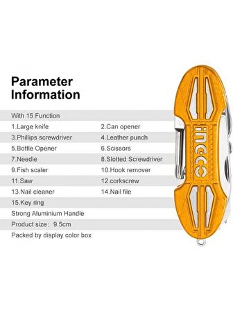 Ingco 15 Fonksiyonlu Çakı HMFK8158