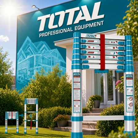 Total Thlad08081 Alüminyum Teleskopik 8 Basamak Merdiven Profesyonel Yüksek Kalite Merdiven