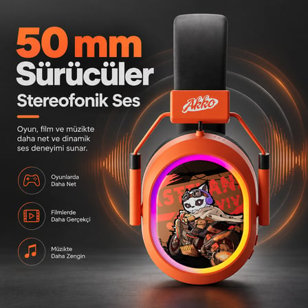 AKKO MA02W Wasteland Survival RGB Kablosuz Gaming Kulaklık