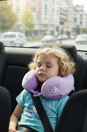 Sanrio Lisanslı Kuromi Hafızalı 27 Cm Boyun Yastığı – Ergonomik Köpük Dolgulu Yolculuk ve Seyahat Destek Yastığı Yumuşak Dokulu