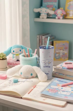 Sanrio Lisanslı Cinnamoroll Paslanmaz Çelik Bardak – Dekoratif Kılıflı ve Sızdırmaz Kapaklı Koleksiyonluk Tasarım Bardak 550 ML