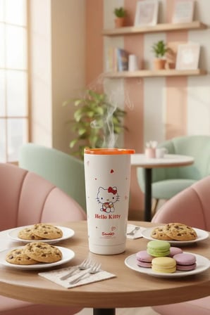 Sanrio Lisanslı Hello Kitty Paslanmaz Çelik Bardak – Peluş Dekoratif Kılıflı ve Sızdırmaz Kapaklı Koleksiyonluk Tasarım Bardak 550 ML