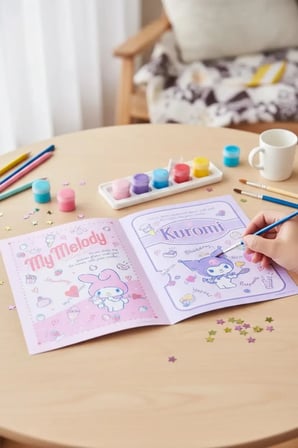Sanrio Lisanslı Tatlı Serisi Kendin Yap Boyama Seti – 12 Pastel Boya ve Sticker İçerikli Eğitici Çocuk Aktivite Seti 45.5 Cm