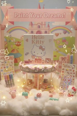 Sanrio Lisanslı Hello Kitty ve Arkadaşları Numaralı Yağlıboya Tablo Seti – Çam Çerçeveli Tuval ve Akrilik Boya İçerikli Hobi Seti 20x20 Cm