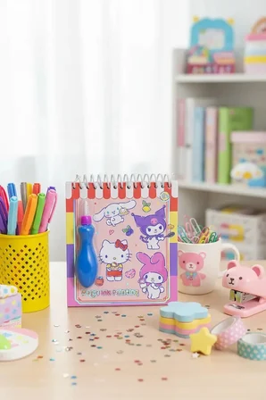 Sanrio Lisanslı Tatlı Serisi Sihirli Mürekkep Boyama Seti – Tekrar Kullanılabilir Suyla Boyama Kitabı ve Kalem Seti 15 Cm