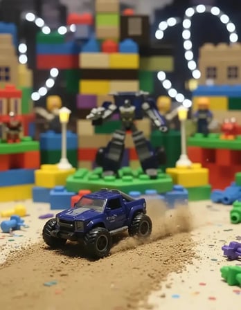 Miniso Lisanslı Metal Robota Dönüşen Off-Road Aracı – Dayanıklı Gövde Mavi/Kırmızı 14 Cm