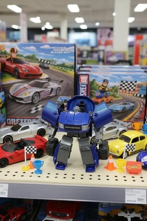 Miniso Lisanslı Metal Robota Dönüşen Off-Road Aracı – Dayanıklı Gövde Mavi/Kırmızı 14 Cm