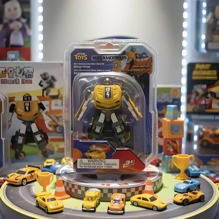 Miniso Lisanslı Metal Robota Dönüşen Yarış Arabası – Aksiyon Dolu Dayanıklı Tasarım Turuncu/Sarı 14 Cm