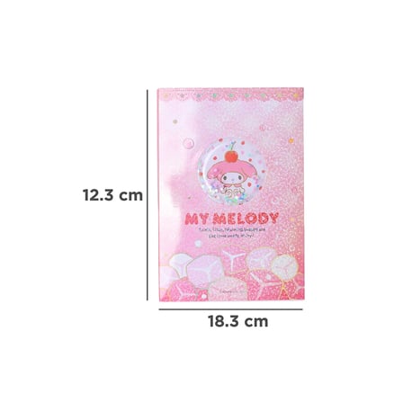 Sanrio Lisanslı My Melody Renkli Yaz Serisi Sert Kapak Kareli Sallantılı Not Defteri ve Sticker Seti – 80 Sayfa 17.4 Cm