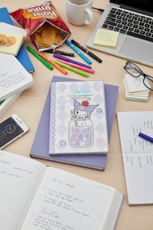 Sanrio Lisanslı Kuromi Renkli Yaz Serisi EVA Kapaklı Çizgili Not Defteri – A5 Boyut Günlük Planlayıcı