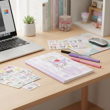 Sanrio Lisanslı Kuromi Renkli Yaz Serisi EVA Kapaklı Çizgili Not Defteri – A5 Boyut Günlük Planlayıcı