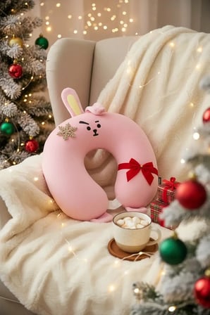 BT21 Lisanslı Cooky Hafızalı Köpük Boyun Yastığı – Yumuşak Dokulu Seyahat Yastığı 32 Cm