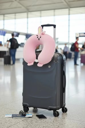 BT21 Lisanslı Cooky Hafızalı Köpük Boyun Yastığı – Yumuşak Dokulu Seyahat Yastığı 32 Cm