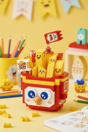Miniso Lisanslı Yemek Serisi Oyun Bloğu Patates Kızartması – Eğitici ve Dekoratif Oyuncak Seti