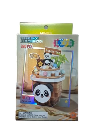 Miniso Lisanslı Yemek Serisi Oyun Bloğu Panda Sütlü Çay – Eğitici ve Dekoratif Oyuncak Seti 19,5 Cm