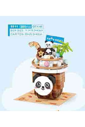 Miniso Lisanslı Yemek Serisi Oyun Bloğu Panda Sütlü Çay – Eğitici ve Dekoratif Oyuncak Seti 19,5 Cm