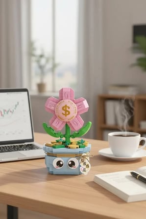 Miniso Lisanslı Bahar Ev Bitkileri Serisi Oyun Bloğu Para Çiçeği – Dekoratif Eğitici Oyuncak 10 Cm