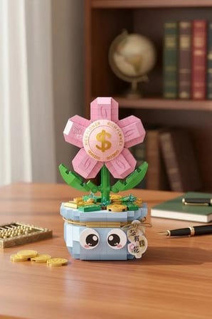 Miniso Lisanslı Bahar Ev Bitkileri Serisi Oyun Bloğu Para Çiçeği – Dekoratif Eğitici Oyuncak 10 Cm