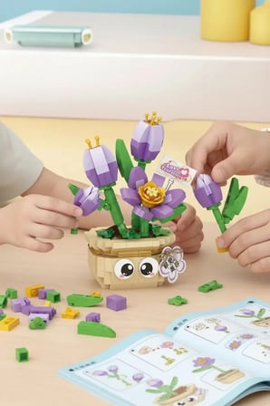 Miniso Lisanslı Bahar Ev Bitkileri Serisi Oyun Bloğu Lale – Dekoratif Eğitici Oyuncak 10 Cm