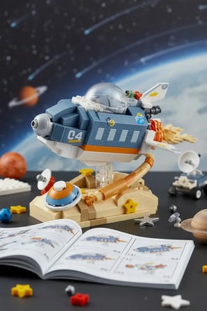 Miniso Lisanslı Keşif Astronavigasyon Serisi Oyun Bloğu Uzay Gemisi – Eğitici Oyuncak Seti 9 Cm