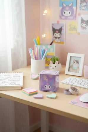 Sanrio Lisanslı Kuromi Akrilik Saklama Kutusu – Mor Simli Şeffaf Masaüstü Düzenleyici 10 Cm