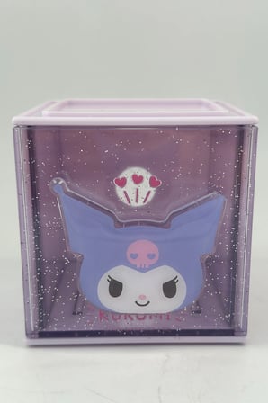 Sanrio Lisanslı Kuromi Akrilik Saklama Kutusu – Mor Simli Şeffaf Masaüstü Düzenleyici 10 Cm