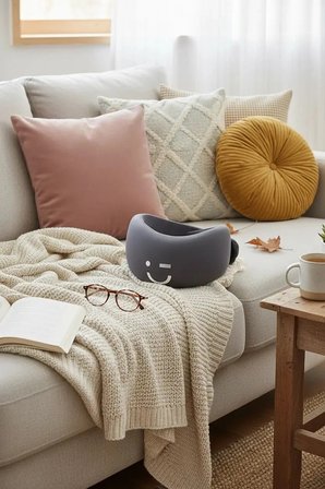 Miniso Lisanslı Hafızalı Köpüklü Ergonomik Boyun Destek Yastığı Gri – Seyahat Yastığı