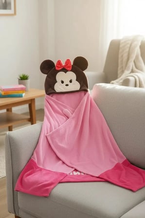Disney Tsum Tsum Minnie Mouse Lisanslı Kapüşonlu Battaniye – Ultra Yumuşak Giyilebilir Battaniye 90X140 Cm