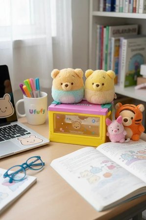 Disney Tsum Tsum Pooh Lisanslı Yan Pencereli Mini Saklama Kutusu – Masaüstü Aksesuar Organizeri 12 Cm