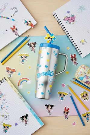 Powerpuff Girls Lisanslı Bubbles Pipetli Plastik Şişe 1250 ML 34 Cm