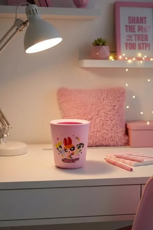 Powerpuff Girls Lisanslı Çift Cidarlı Çöp Kovası Masaüstü ve Oda Tipi 15 Cm
