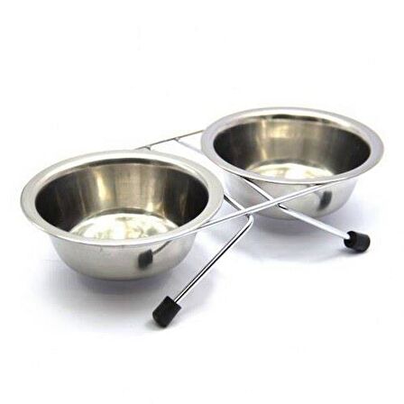 NUNBELL ÇELİK MAMA KABI İKİLİ TEL AYAKLI 21 CM
