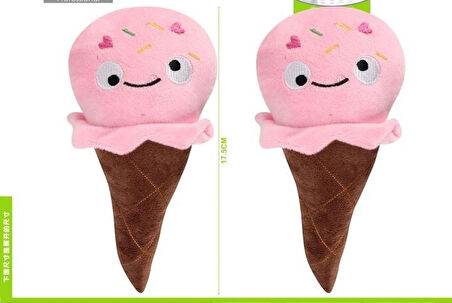 Nunbell Sesli Pembe Dondurma Peluş Köpek Oyuncağı 17,5 cm
