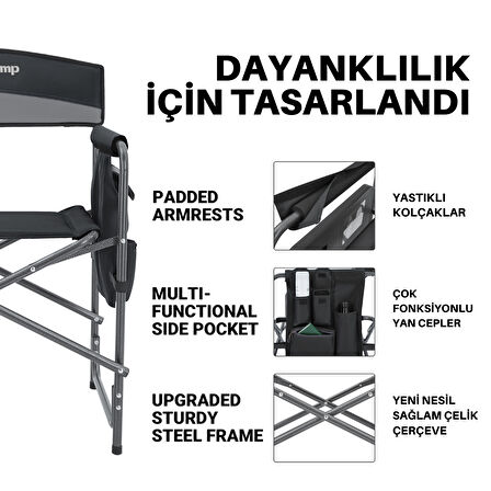 KingCamp Ash Comfort Katlanır Kamp Sandalyesi Grey