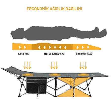 KingCamp Willow Ultra Katlanır Kampet Portatif Kamp Yatağı Grey