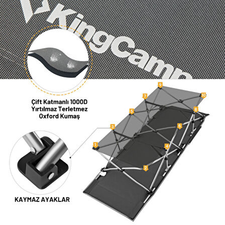 KingCamp Willow Ultra Katlanır Kampet Portatif Kamp Yatağı Grey