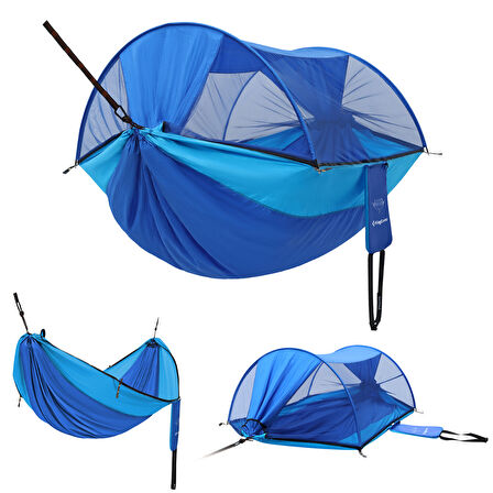 KingCamp Multi-function 3 ü 1 Arada Çift Kişilik Cibinlikli Hamak Blue