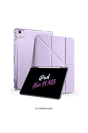 iPad Air 11 inç 2025 M3 Çip Uyumlu Kalem Bölmeli Standlı Tri Folding Fuchsia Tablet Kılıfı