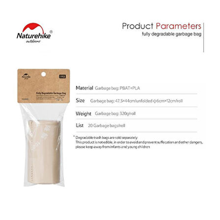 Naturehike Biyolojik 3 Katlı Tamamen Parçalanabilir Çöp Torbası [PBAT + PLA]