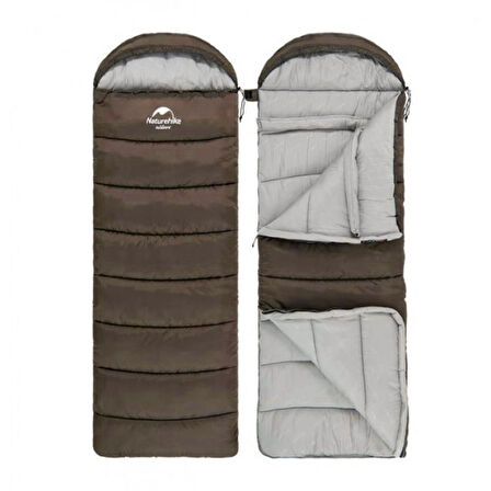 Naturehike U150 Zarf Tarzı Kapüşonlu Uyku Tulumu -6°C KAHVERENGİ-Right