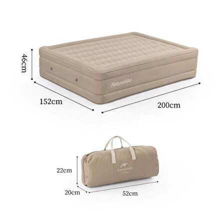 Naturehike Changyou Peach Fleece TPU Double Yüksek Şişme Yatak Dark Brown
