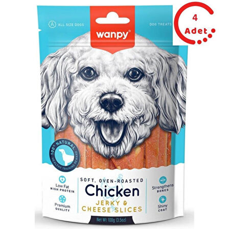 Wanpy Yumuşak Tavuk & Peynir Dilimleri 100g Köpek Ödülü x 4 Adet