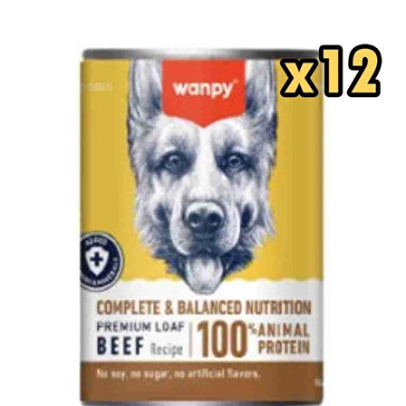 Wanpy Tahılsız %100 Gerçek Et Biftekli Köpek Konservesi 375 gr x 12 Adet