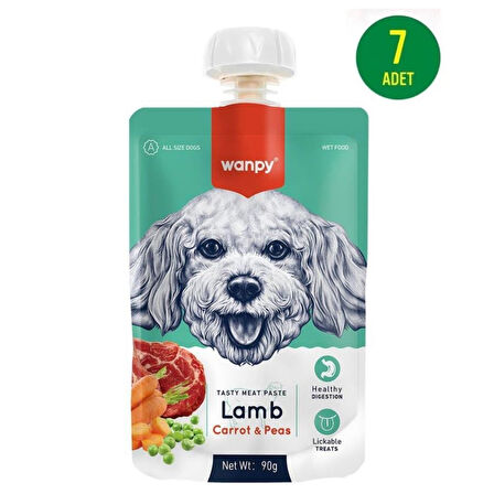 Wanpy Taze Kuzulu&Havuçlu Köpek Et Ezmesi 90 gr X 7 Adet