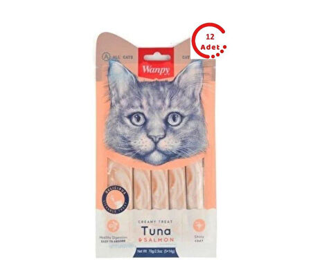 Wanpy Ton Balığı&Somon 5x14 gr Likit Kedi Ödülü 12'li Paket