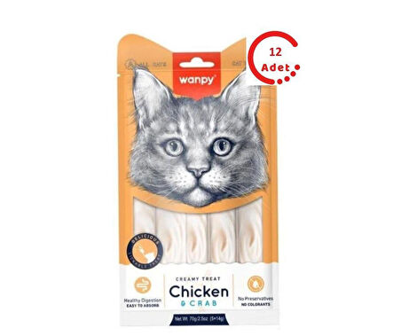 Wanpy Tavuk-Yengeç  Krema Likit Kedi Ödülü 5x14 Gr 12'li Paket